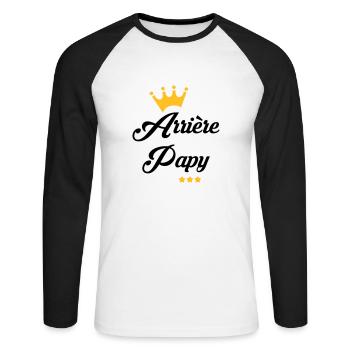 Arrière Papy Papi Mamie Famille Drôle Bébé - Unisex Long Sleeve Baseball T-Shirt - white/black - Front - Nik (191cm)