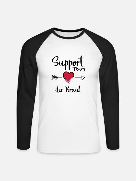 support team der braut - Unisex Baseballshirt langarm - Weiß/Schwarz