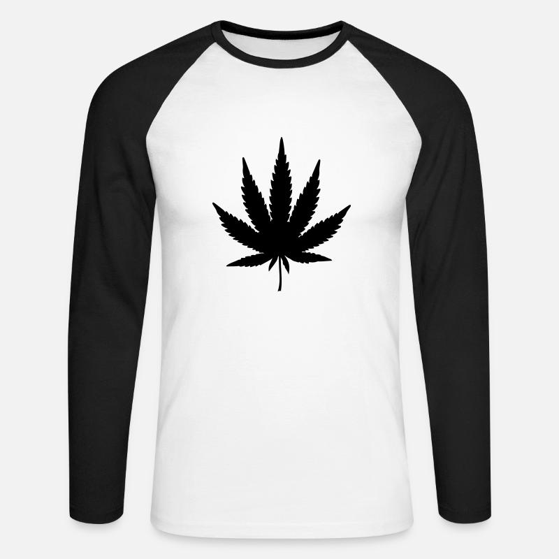 weed leaf design - Unisex Baseballshirt langarm - Weiß/Schwarz