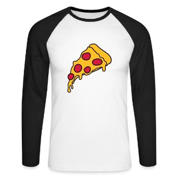 morceau salami pizza délicieuse nourriture faim ba - T-shirt baseball manches longues Homme - blanc/noir - Devant - Nik (191cm)