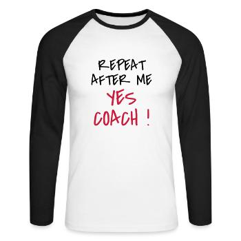 Coach / Coaching / Trainer / Sport - Unisex Baseballshirt langarm - Weiß/Schwarz - Vorne - Nik (191cm)