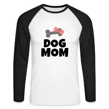 Dog Mom Chien maman - T-shirt baseball manches longues Homme - blanc/noir - Devant - Nik (191cm)