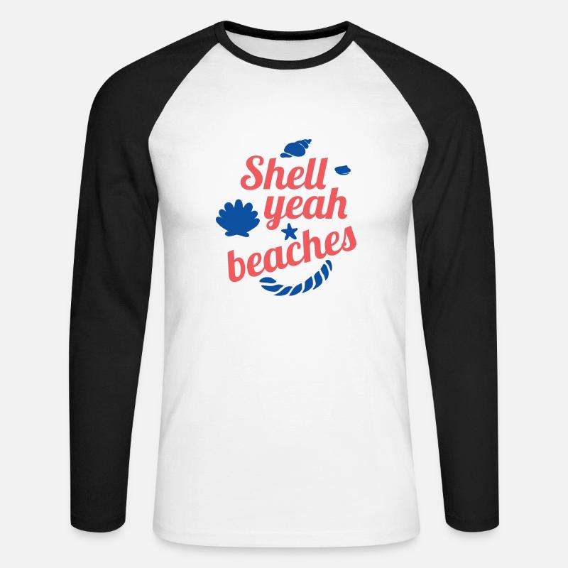 Shell yeah beaches - Unisex Baseballshirt langarm - Weiß/Schwarz