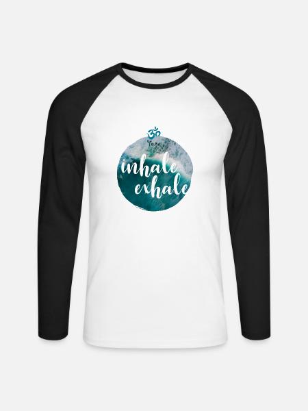 Yoga inhale exhale - Unisex Baseballshirt langarm - Weiß/Schwarz