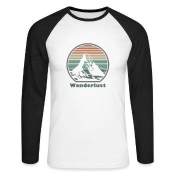 Mountain hiking - Unisex Long Sleeve Baseball T-Shirt - white/black - Front - Nik (191cm)