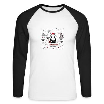 Sheepworld Ohne Weihnachten ist doof One Size - Unisex Baseballshirt langarm - Weiß/Schwarz - Vorne - Nik (191cm)