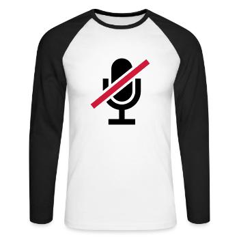 Mute Icon Mikrofon - Unisex Baseballshirt langarm - Weiß/Schwarz - Vorne - Nik (191cm)