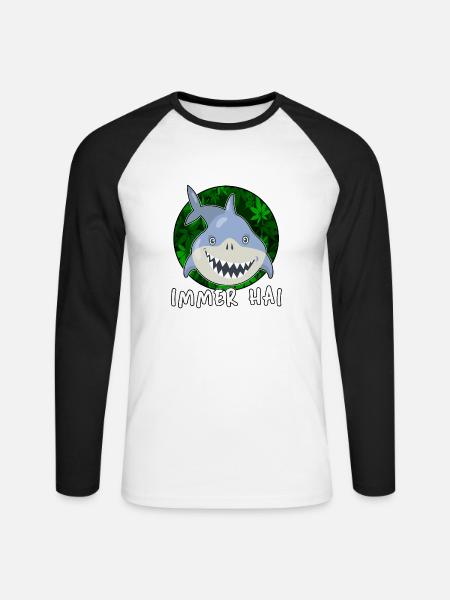 high immer hai cbd thc - Unisex Baseballshirt langarm - Weiß/Schwarz