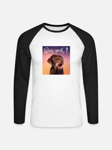 Was sonst brauner Labrador - Unisex Baseballshirt langarm - Weiß/Schwarz