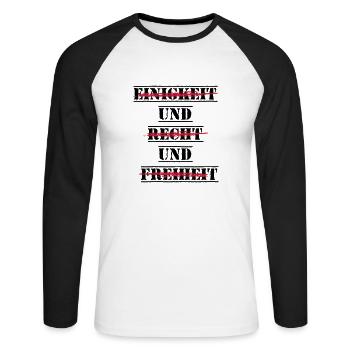 Einigkeit und Recht und Freiheit - Unisex Baseballshirt langarm - Weiß/Schwarz - Vorne - Nik (191cm)