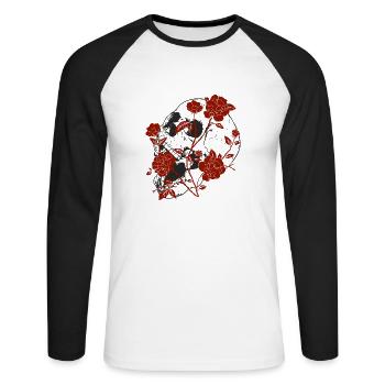 Flowers and Roses - T-shirt baseball manches longues Homme - blanc/noir - Devant - Nik (191cm)