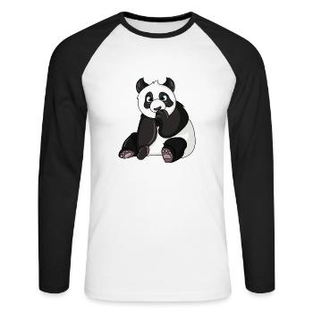 Panda Ours - T-shirt baseball manches longues Homme - blanc/noir - Devant - Nik (191cm)