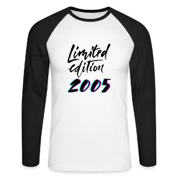 Limited Edition 2005 Cadeau d’anniversaire - T-shirt baseball manches longues Homme - blanc/noir - Devant - Nik (191cm)