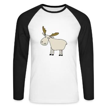 Elch - Unisex Baseballshirt langarm - Weiß/Schwarz - Vorne - Nik (191cm)