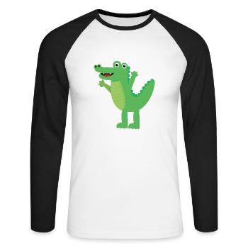 Crocodile - T-shirt baseball manches longues Homme - blanc/noir - Devant - Nik (191cm)