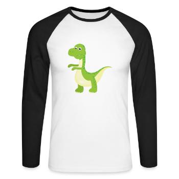 Dinosaur - Unisex Long Sleeve Baseball T-Shirt - white/black - Front - Nik (191cm)
