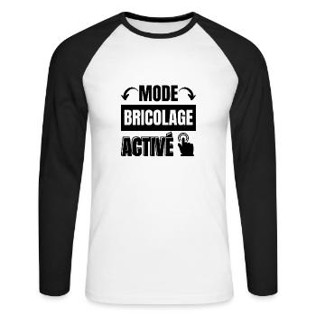 mode bricolage - T-shirt baseball manches longues Homme - blanc/noir - Devant - Nik (191cm)