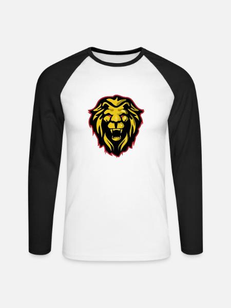 Lion - Unisex Long Sleeve Baseball T-Shirt - white/black