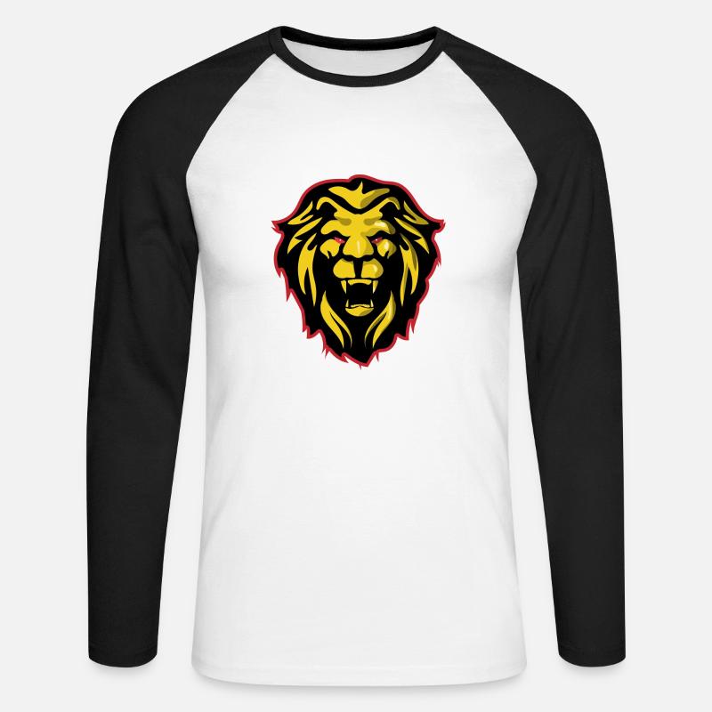 Lion - Unisex Baseballshirt langarm - Weiß/Schwarz