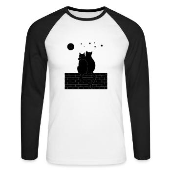 Chat et Chat - T-shirt baseball manches longues Homme - blanc/noir - Devant - Nik (191cm)