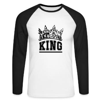 King - Unisex Baseballshirt langarm - Weiß/Schwarz - Vorne - Nik (191cm)