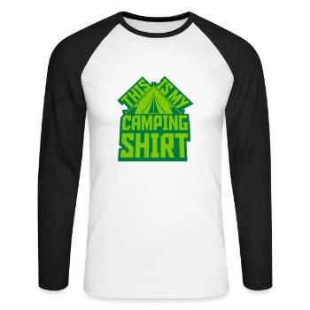 Camping Shirt Tente Extérieure - T-shirt baseball manches longues Homme - blanc/noir - Devant - Nik (191cm)