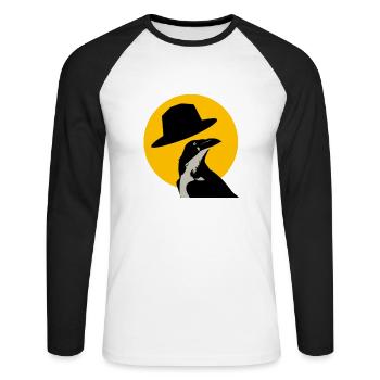 Chapeau & Corbeau - T-shirt baseball manches longues Homme - blanc/noir - Devant - Nik (191cm)