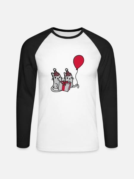 Birthday Cats 2 Friends - Unisex Long Sleeve Baseball T-Shirt - white/black
