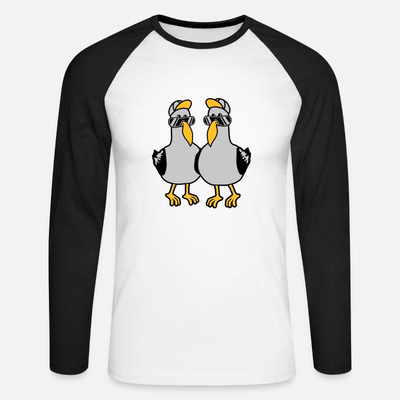 2 Möwen Team Freunde - Unisex Baseballshirt langarm - Weiß/Schwarz
