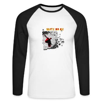 skate or die skater skull street jump halfpipe lol - Unisex Long Sleeve Baseball T-Shirt - white/black - Front - Nik (191cm)