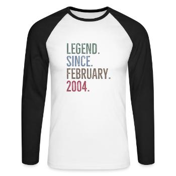 Légende depuis février 2004 - T-shirt baseball manches longues Homme - blanc/noir - Devant - Nik (191cm)