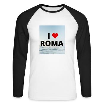I LOVE ROMA - Unisex Long Sleeve Baseball T-Shirt - white/black - Front - Nik (191cm)