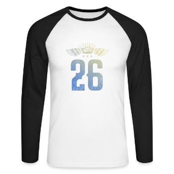 26 Number crown - Unisex Long Sleeve Baseball T-Shirt - white/black - Front - Nik (191cm)