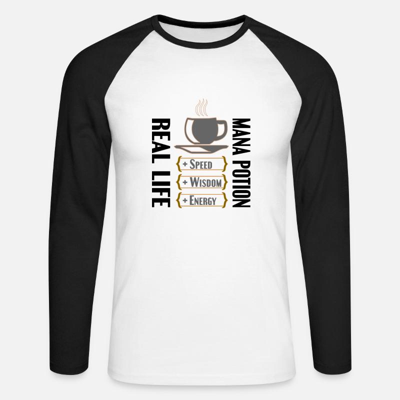 COFFE REAL LIFE MANA POTION - Unisex Baseballshirt langarm - Weiß/Schwarz