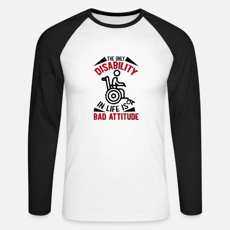 Rollstuhl Rollstuhlfahrer Beinamputation - Unisex Baseballshirt langarm - Weiß/Schwarz