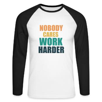 An exclusive design also ideal as a gift Nobo - Unisex Long Sleeve Baseball T-Shirt - white/black - Front - Nik (191cm)