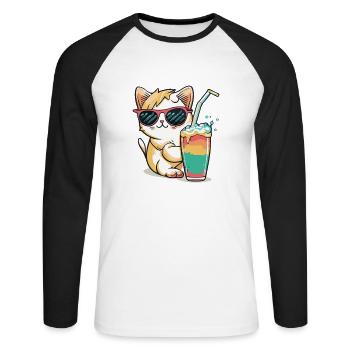 A cat lover's dream - Unisex Long Sleeve Baseball T-Shirt - white/black - Front - Nik (191cm)