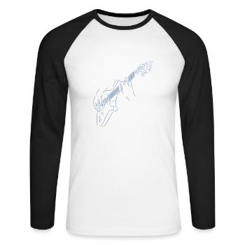 Rainbow guitariste coloré. Guitare électrique. - T-shirt baseball manches longues Homme - blanc/noir - Devant - Nik (191cm)