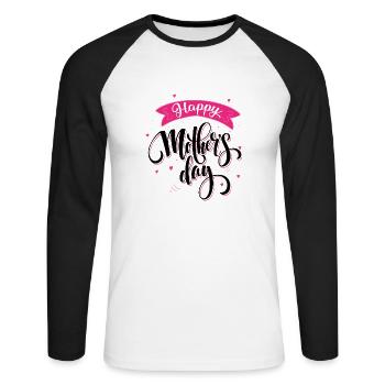 Bonne fête des mères - T-shirt baseball manches longues Homme - blanc/noir - Devant - Nik (191cm)