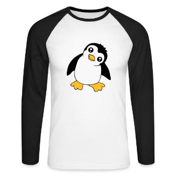 Pingouin Bébé Mignon Petit Drôle Enfant Oiseau Amour - T-shirt baseball manches longues Homme - blanc/noir - Devant - Nik (191cm)
