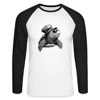 Captain Turtle - Unisex Long Sleeve Baseball T-Shirt - white/black - Front - Nik (191cm)