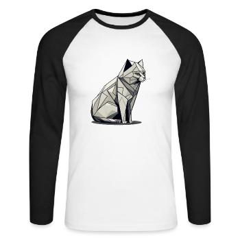Minimalistic Cat Minimalist Cat Geometric Cat - Unisex Long Sleeve Baseball T-Shirt - white/black - Front - Nik (191cm)