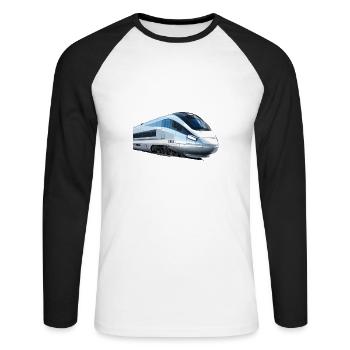 49€ Ticket Deutschland Gruppengeschenk - Unisex Baseballshirt langarm - Weiß/Schwarz - Vorne - Nik (191cm)