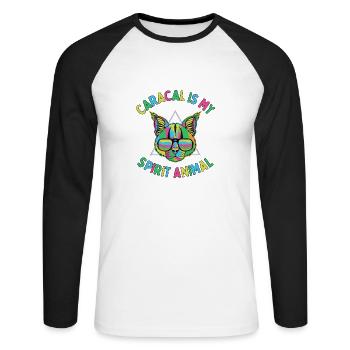 Caracal is My Spirit Animal - Unisex Long Sleeve Baseball T-Shirt - white/black - Front - Nik (191cm)