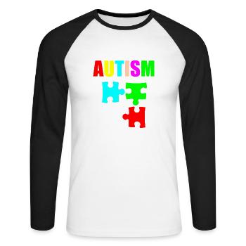 Autismus hell - Unisex Baseballshirt langarm - Weiß/Schwarz - Vorne - Nik (191cm)