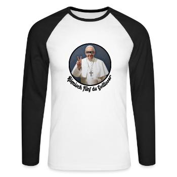 Fünf Bier du Gottloser Design - Unisex Baseballshirt langarm - Weiß/Schwarz - Vorne - Nik (191cm)