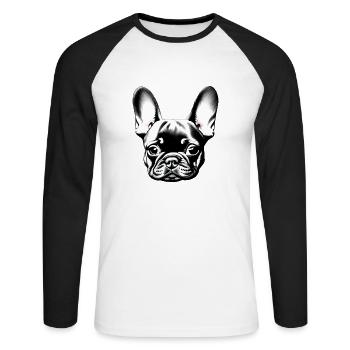 Propriétaires de chiens Chien Bulldog Chiens Propriétaires de chiens - T-shirt baseball manches longues Homme - blanc/noir - Devant - Nik (191cm)