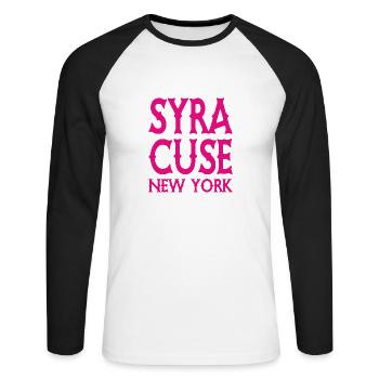 Syracuse - New York - United States of America USA - Unisex Long Sleeve Baseball T-Shirt - white/black - Front - Nik (191cm)