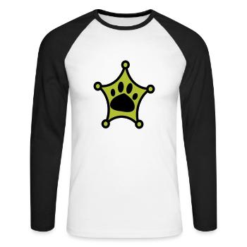 Hundemarke 1 0 - Unisex Baseballshirt langarm - Weiß/Schwarz - Vorne - Nik (191cm)