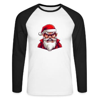 Fun Angry Santa - T-shirt baseball manches longues Homme - blanc/noir - Devant - Nik (191cm)
